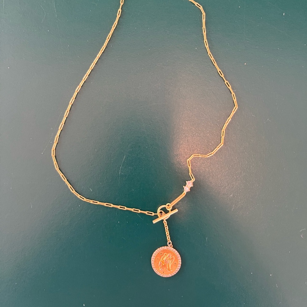 Anthropologie gold pendant necklace Virgo
